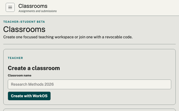 Academic Guardian classroom setup in the current development build
